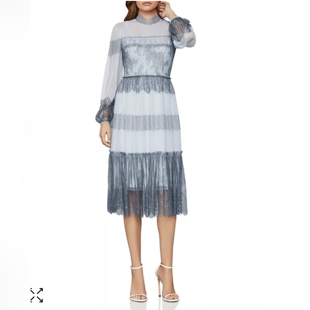 BCBG NWT Lace Layered Dress Long Sleeve Elegant